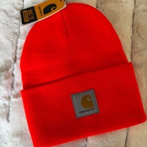 Carhartt A18 Acrylic Watch Hat Bright Orange Thick Stretch Rib Knit UNISEX